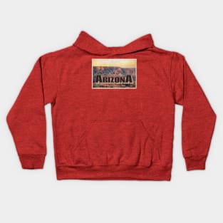 Greetings from Arizona - Vintage Travel Postcard Design Kids Hoodie